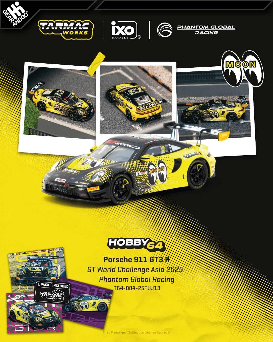 TARMAC - PORSCHE 911 GT3 R - GT WORLD CHALLENGE ASIA 2025 PHANTOM GLOBAL RACING + CARDS