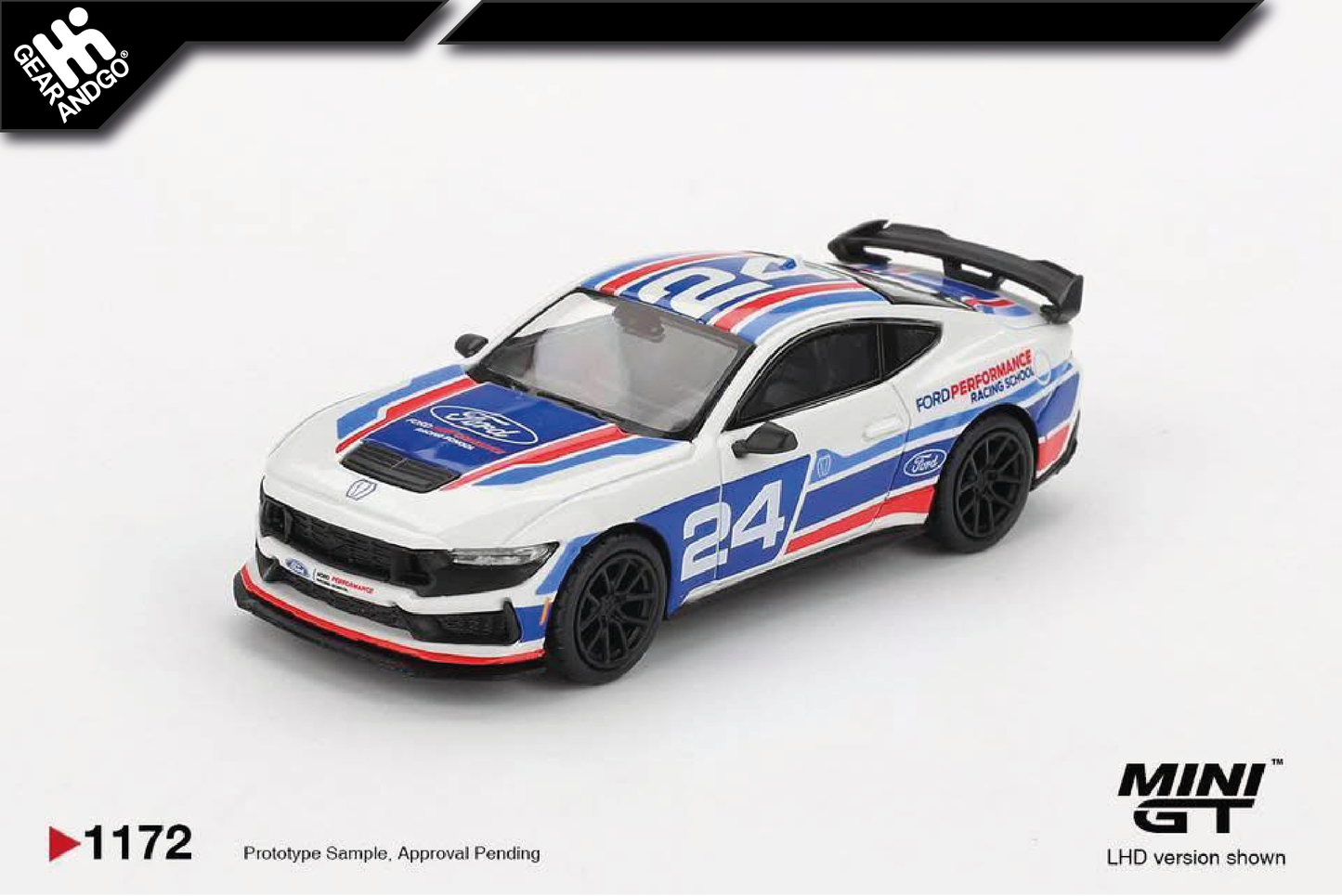 MINI GT 1172 - 2025 FORD MUSTANG DARK HORSE #24 FORD PERFORMANCE RACING SCHOOL