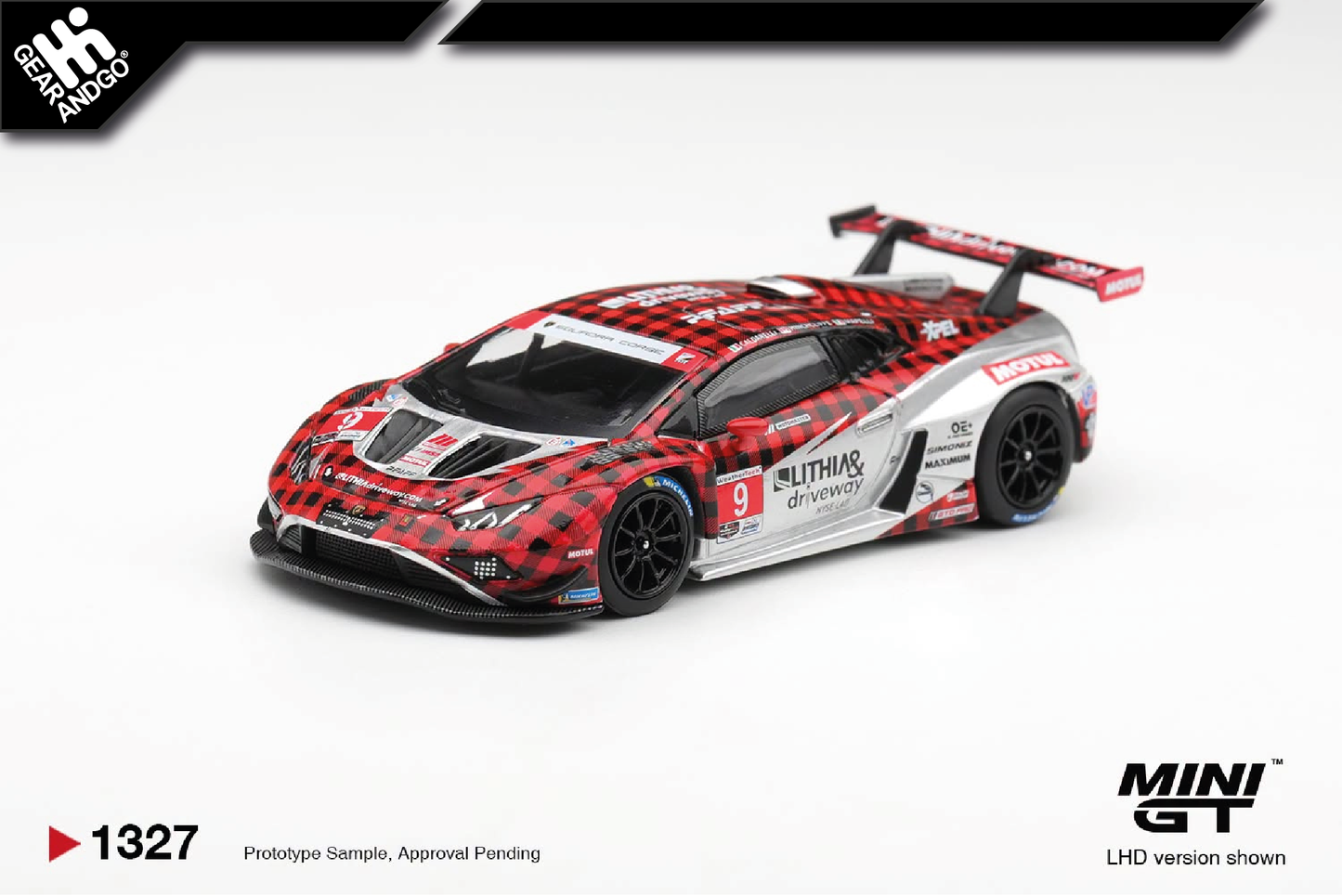 MINI GT 1327 - 2025 LAMBORGHINI HURACAN GT3 EVO2 #9 PFAFF MOTORSPORTS WEATHERTECH GTD PRO