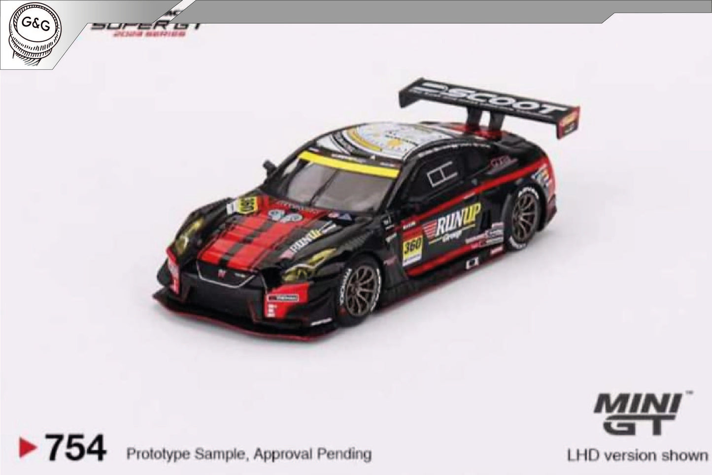 MINI GT 754 - NISSAN GT-R NISMO GT3 #360 "RUNUP RIVAUX GT-R" TOMEI SPORTS 2023 SUPER GT SERIES