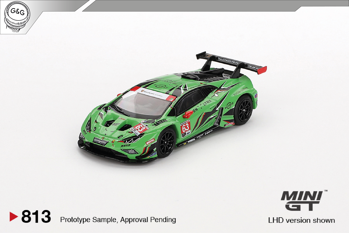MINI GT 813 - LAMBORGHINI HURACAN GT3 EVO2 #63 IMSA 2023 DAYTONA 24 HRS