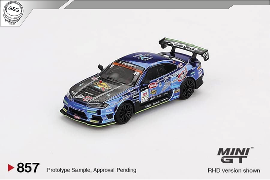 MINI GT 857 - NISSAN SILVIA S15 #46 NAOKI NAKAMURA, D-MAX RACING *D1 GRAND PRIX* *JAPAN EXCLUSIVE*