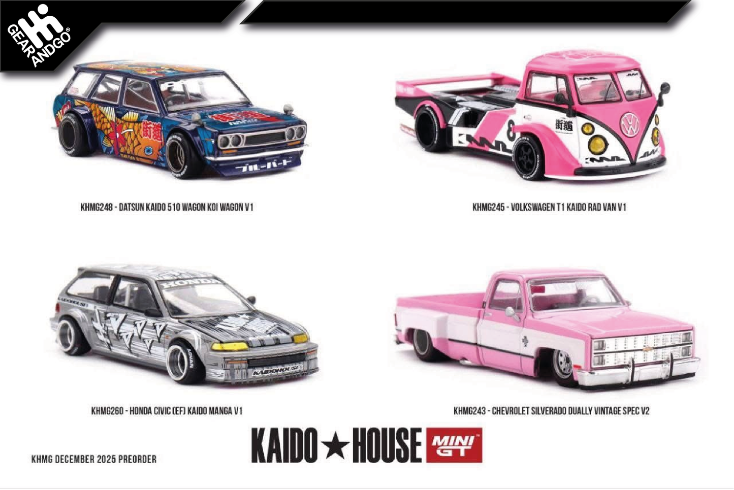 MINI GT KAIDO 243, 245, 248, 260 - CELÝ MIX