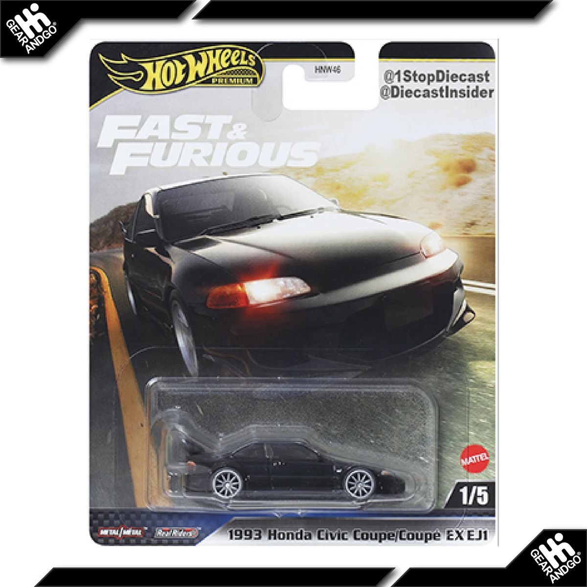 HOT WHEELS FAST AND FURIOUS - MIX 4 - 2025 - 1993 HONDA CIVIC COUPE/COUPÉ EX EJ1