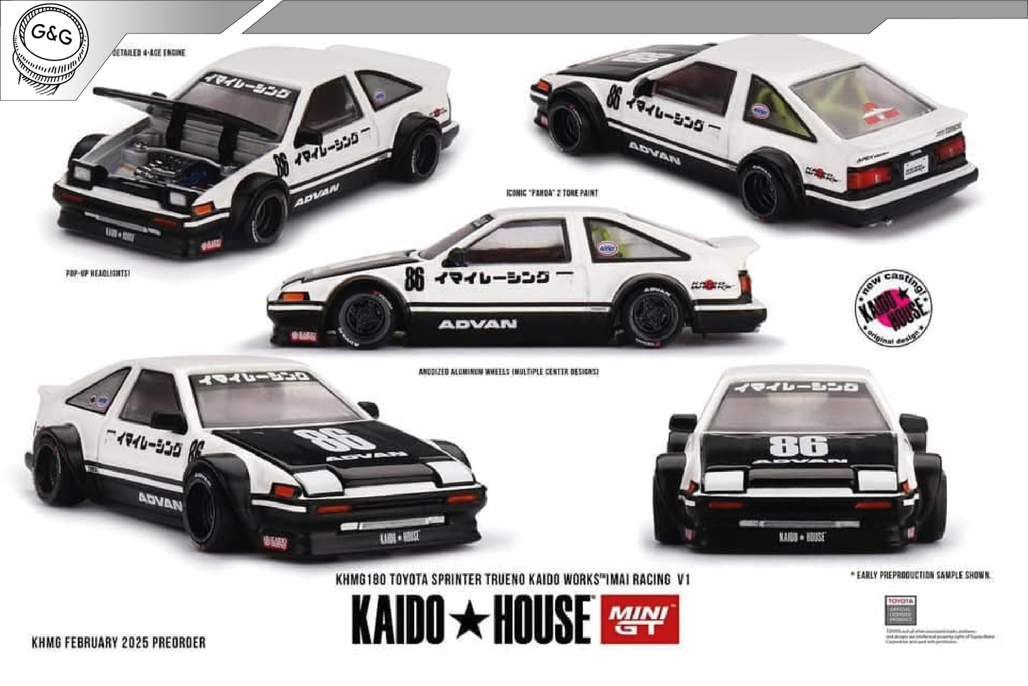 MINI GT KAIDO 180 - TOYOTA SPRINTER TRUENO KAIDO WORKS IMAI RACING V1