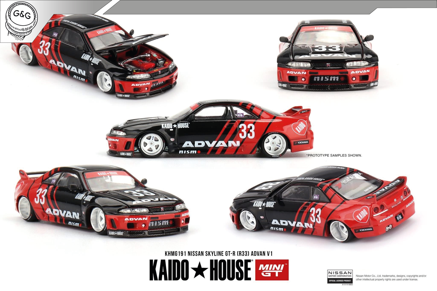 MINI GT KAIDO 191 - NISSAN SKYLINE GT-R (R33) KAIDO WORKS *ADVAN*