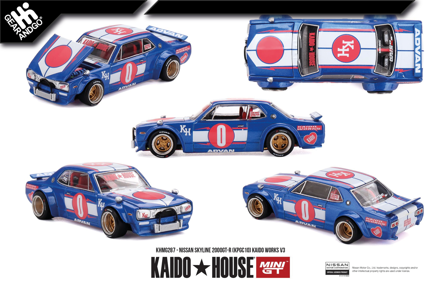 MINI GT KAIDO 287 - 1969 NISSAN SKYLINE 2000GT-R (KPGC10) KAIDO WORKS V3