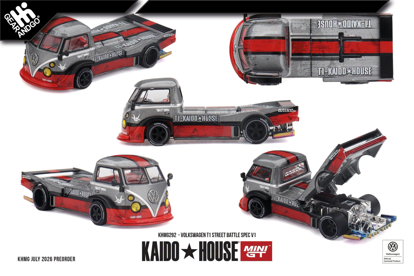 MINI GT KAIDO 292 - 1972 VOLKSWAGEN T1 PICKUP STREET BATTLE SPEC V1