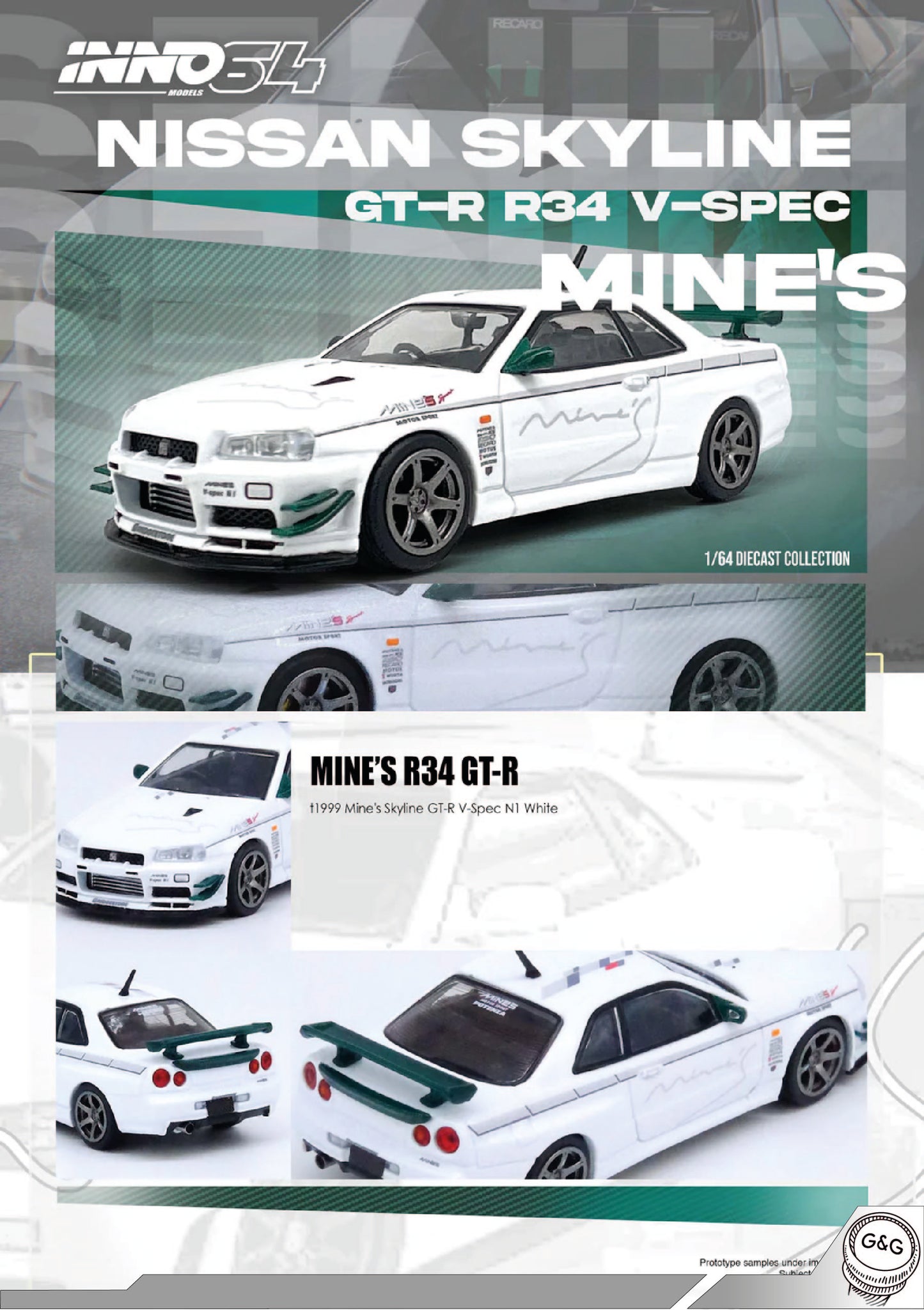 INNO64 NISSAN SKYLINE GT-R R34 V-SPEC MINE'S