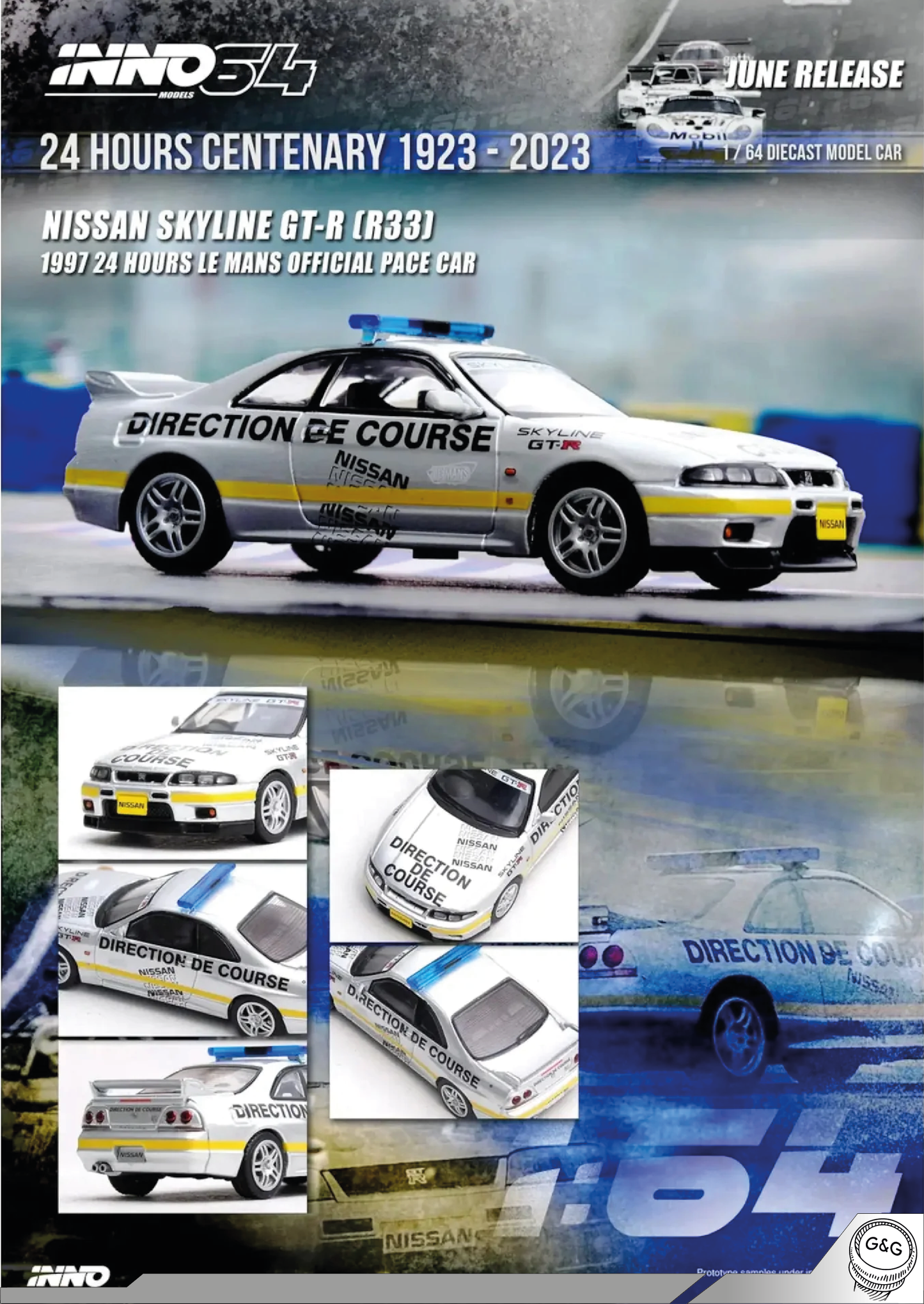 INNO64 NISSAN SKYLINE GT-R (R33) 1997 24 HOURS LE MANS OFFICIAL PACE CAR