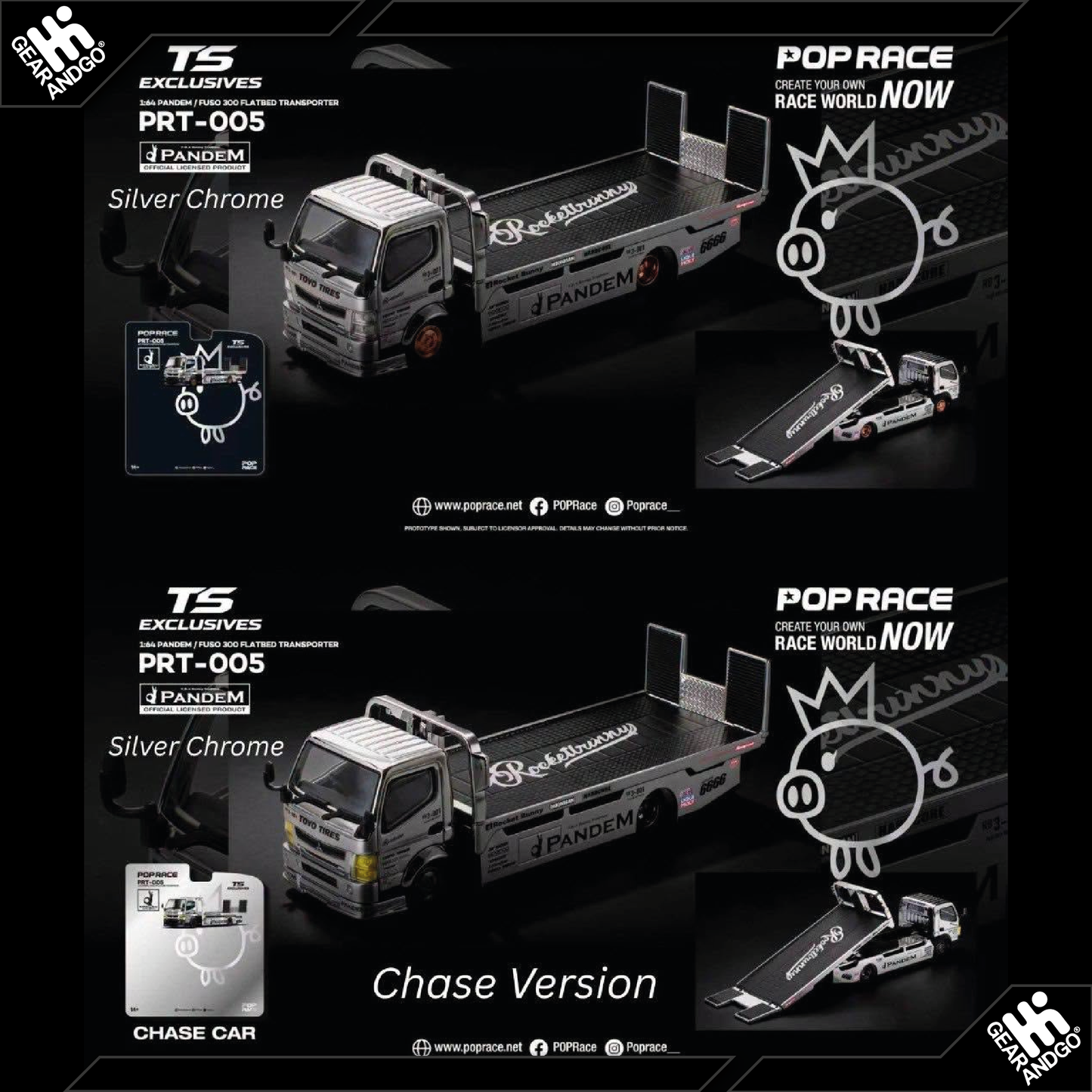 POP RACE 005 - PANDEM FUSO 300 FLATBAD TRANSPORTER *TOKYO STATION EXCLUSIVES*