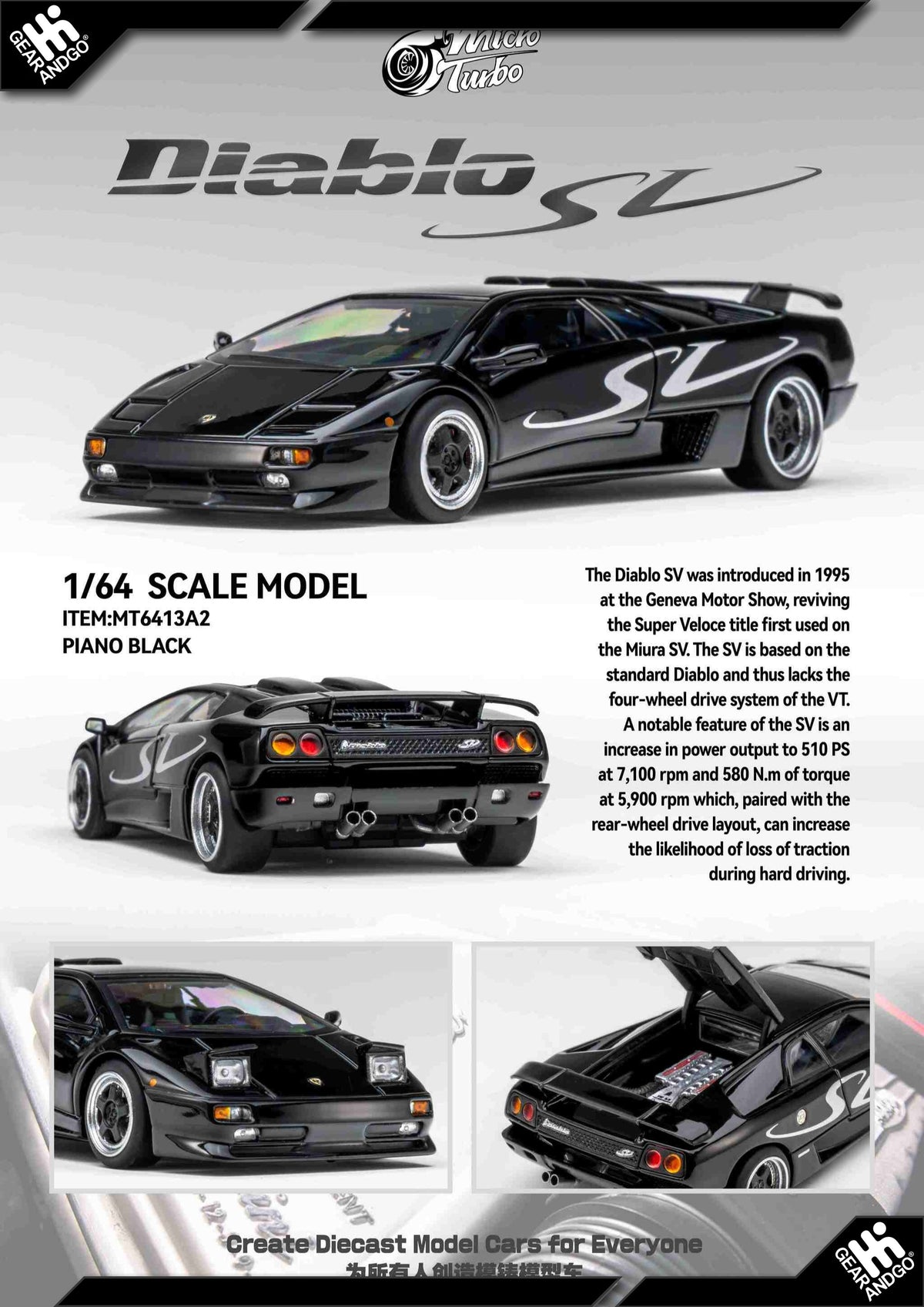 Micro Turbo Lamborghini Diablo SV 1:64