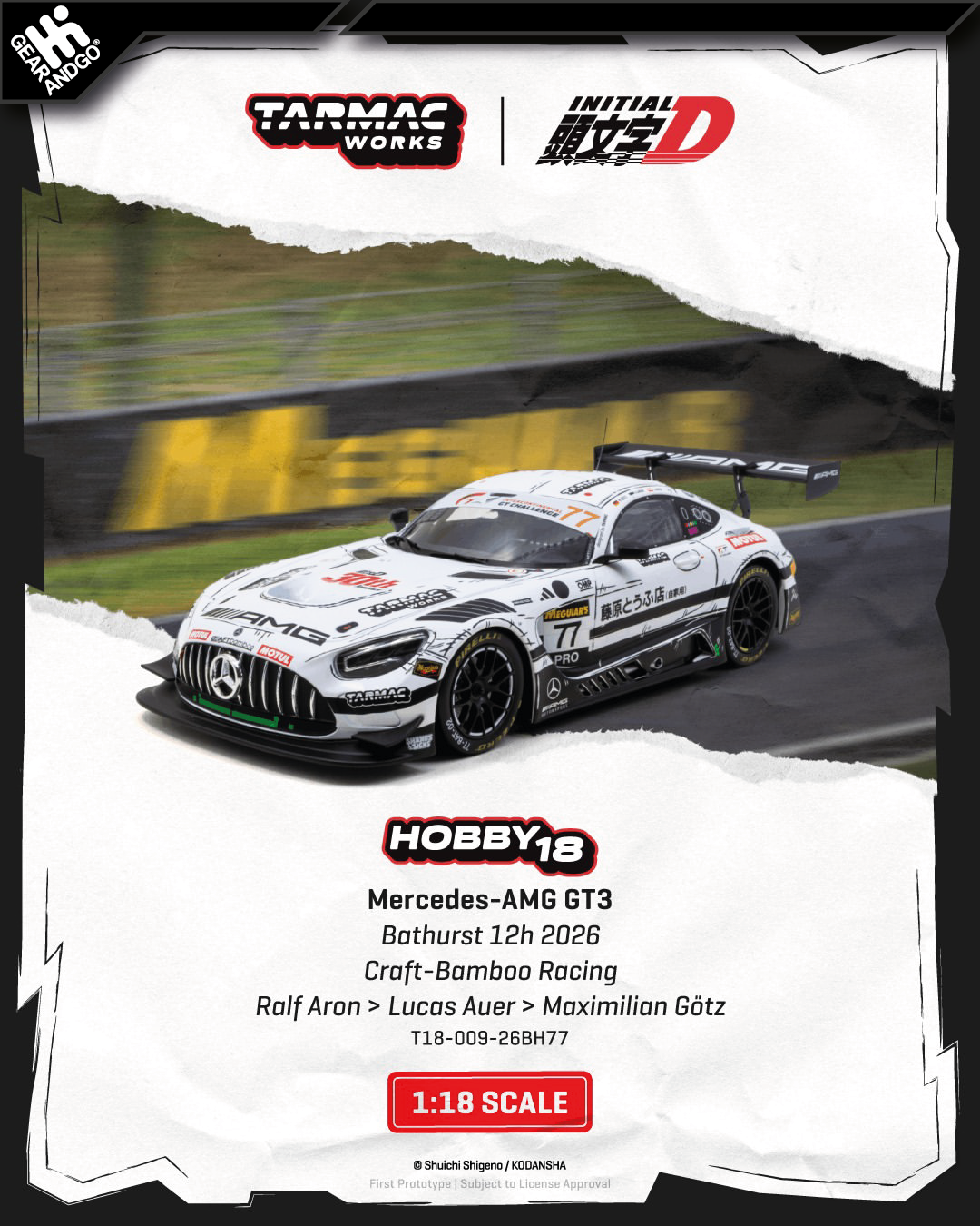 TARMAC 1/18 - MERCEDES-AMG GT3 *BATHURST 12H 2026 CRAFT-BAMBOO RACING* RALF ARON > LUCAR AUER > MAXIMILIAN GÖTZ