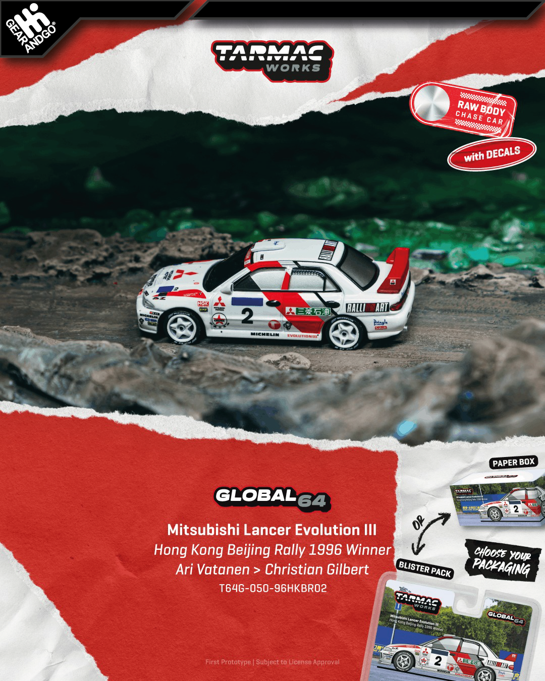 TARMAC - 1996 MITSUBISHI LANCER EVO III #2 ARI VATANEN/CHRISTIAN GILBERT HONG KONG BEIJING RALLY WINNER