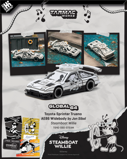 TARMAC - TOYOTA SPRINTER TRUENO AE86 WIDEBODY BY JON SIBAL *MICKEY & FRIENDS STEAMBOAT WILLIE*