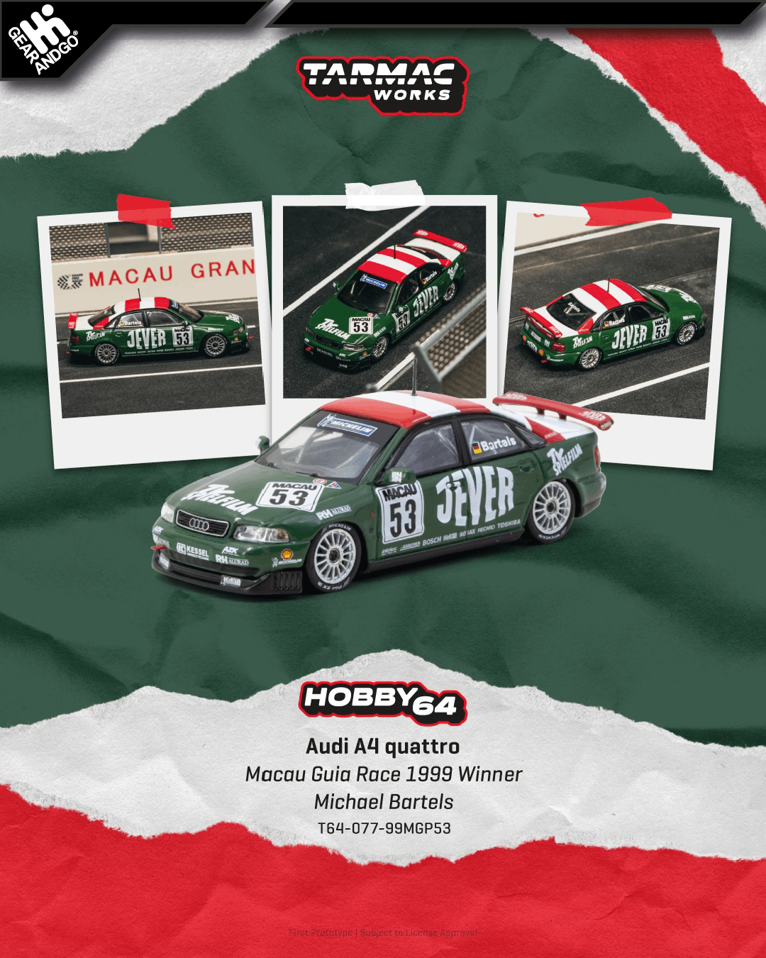 TARMAC - 1999 AUDI A4 (B5) QUATTRO MACAU GUIA RACE 1999 WINNER #53 MICHAEL BARTELS MACAU GUIA RACE WINNER