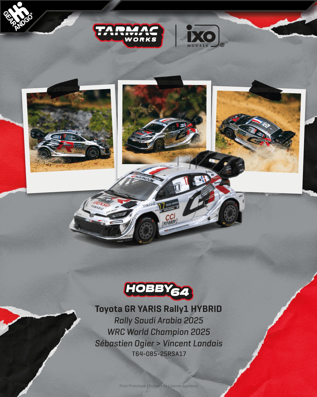 TARMAC - 2025 TOYOTA YARIS GR RALLY1 HYBRID #17 SEBASTIAN OGIER RALLY SAUDI ARABIA