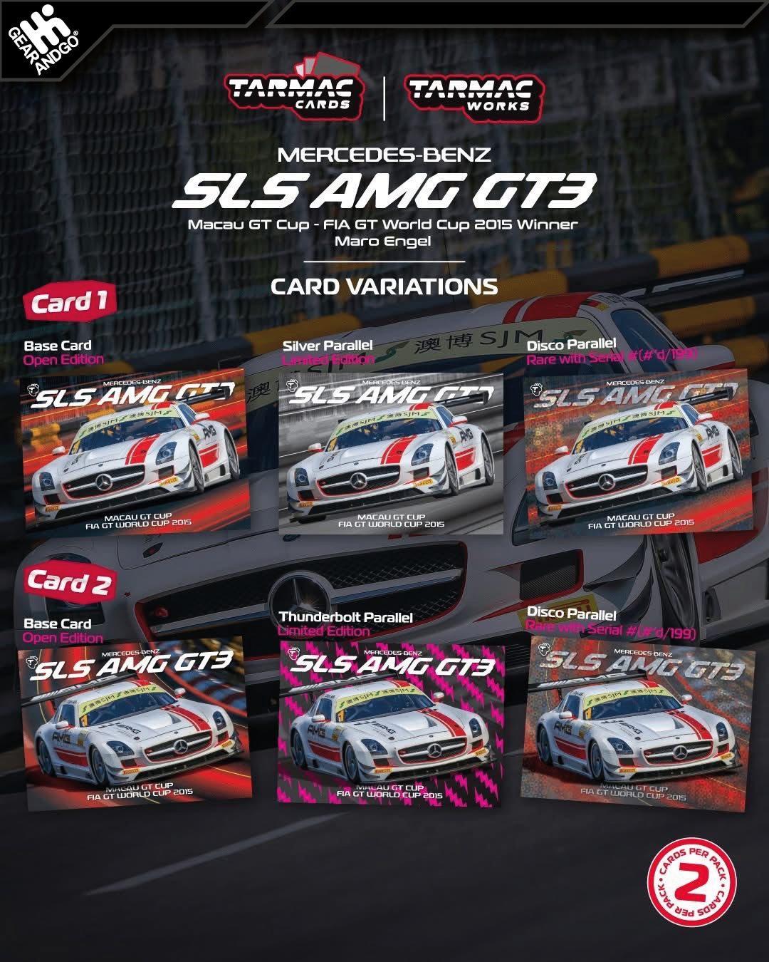 TARMAC - 2015 MERCEDES-BENZ SLS AMG GT3 MARO ENGEL MACAU GT CUP - FIA GT WORLD CUP WINNER + KARTIČKY