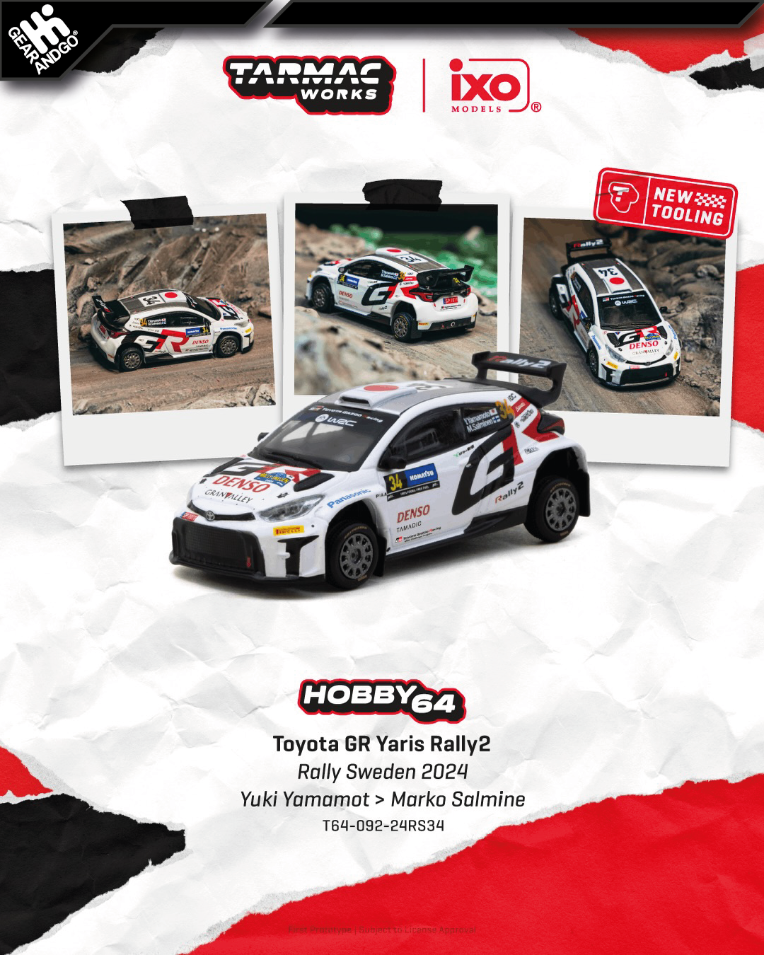 TARMAC - 2024 TOYOTA YARIS GR RALLY2 #34 YUKI YAMAMOTO RALLY SWEDEN