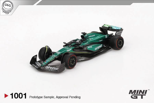MINI GT 1001 - 2024 ASTON MARTIN AMR24 #18 LANCE STROLL BAHRAIN GP