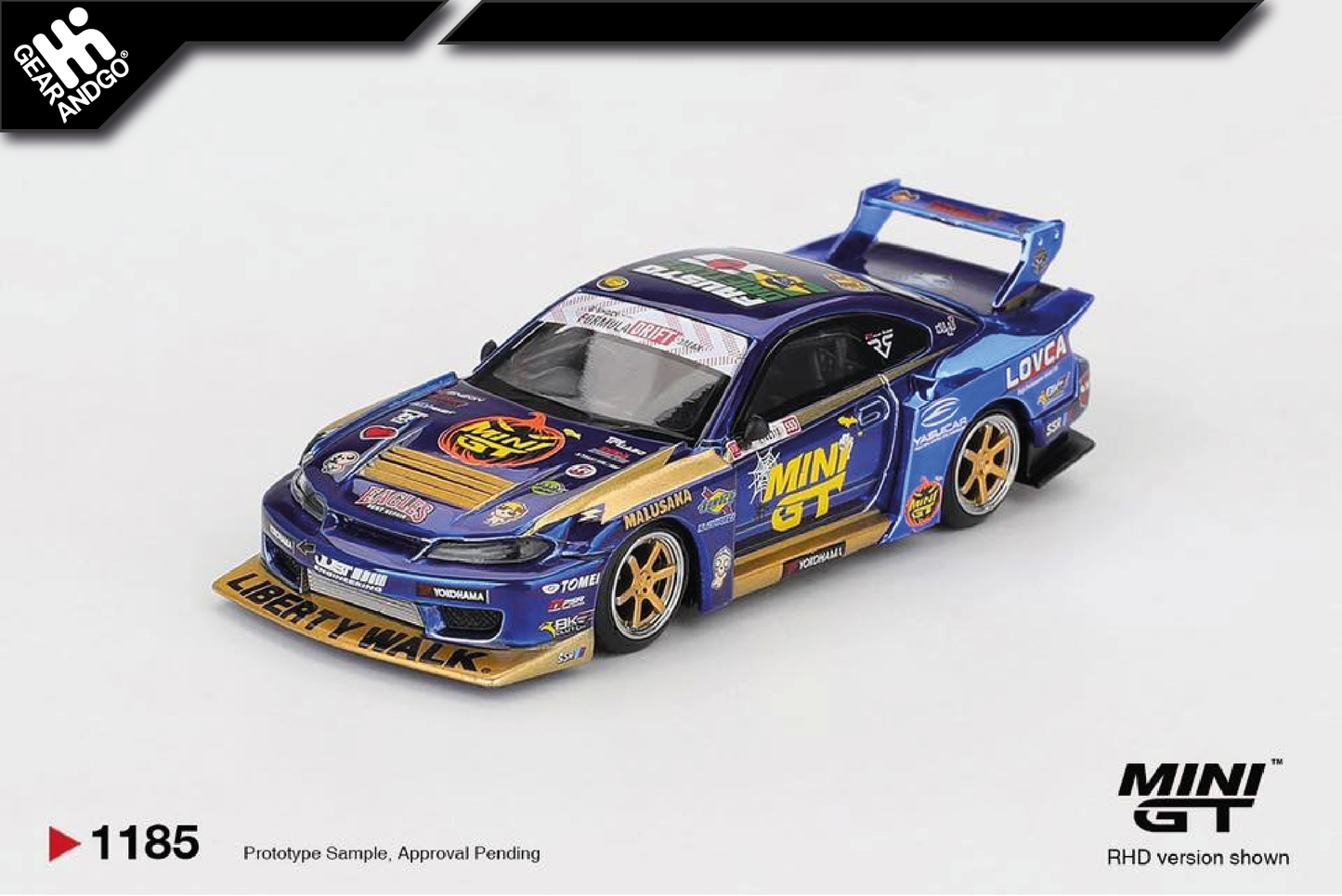 MINI GT 1185 - 2025 NISSAN SILVIA S15 LB-SUPER SILHOUETTE #555 TEAM MINI GT LIBERTY WALK FORMULA DRIFT