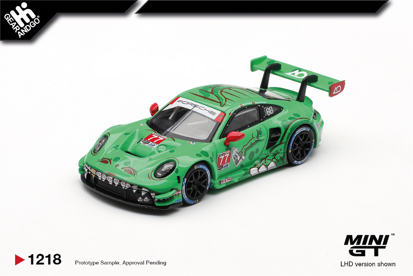 MINI GT 1218 - PORSCHE 911 GT3 R (992) #77 AO RACING  2025 IMSA SEBRING 12 HRS CLASS WINNER *REXY*