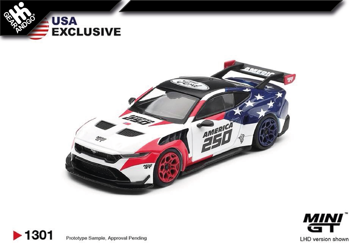 MINI GT 1301 - 2026 FORD MUSTANG GTD *AMERICA 250* USA EXCLUSIVE