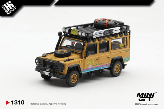 MINI GT 1310 - 1998 LAND ROVER DEFENDER 110 *CAMEL TROPHY* TEAM ROMANIA TIERRA DEL FUEGO CT36