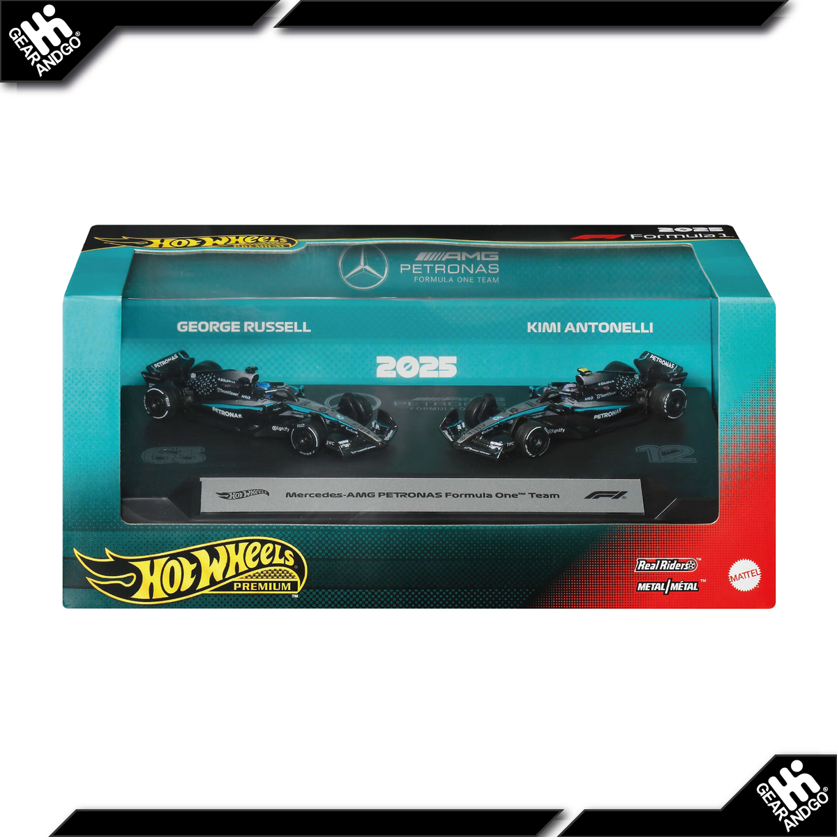 HOT WHEELS FORMULA 1 - 2-PACK - 2025 - MERCEDES FORMULA 1 TEAM - RUSSELL & ANTONELLI