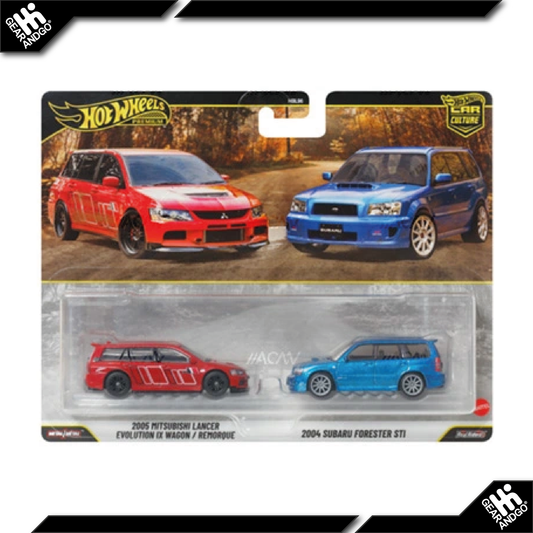 HOT WHEELS 2-PACK - 2005 MITSUBISHI LANCER EVOLUTION IX WAGON & 2004 SUBARU FORESTER STI