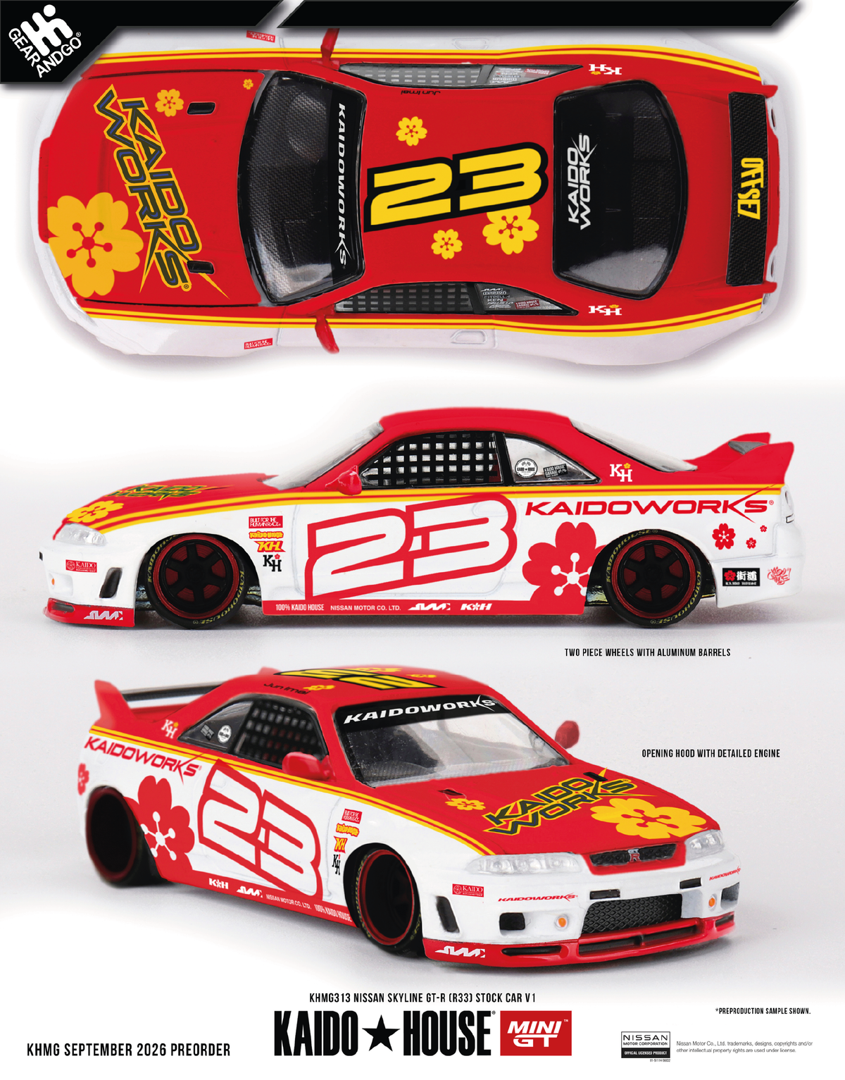 MINI GT KAIDO 313 - NISSAN SKYLINE GT-R (R33) KAIDO STOCK CAR V1