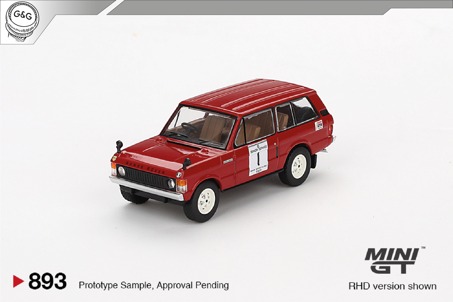 MINI GT 893 - 1971 LAND ROVER RANGE ROVER #1 WINNER INTERNATIONAL HILL RALLY