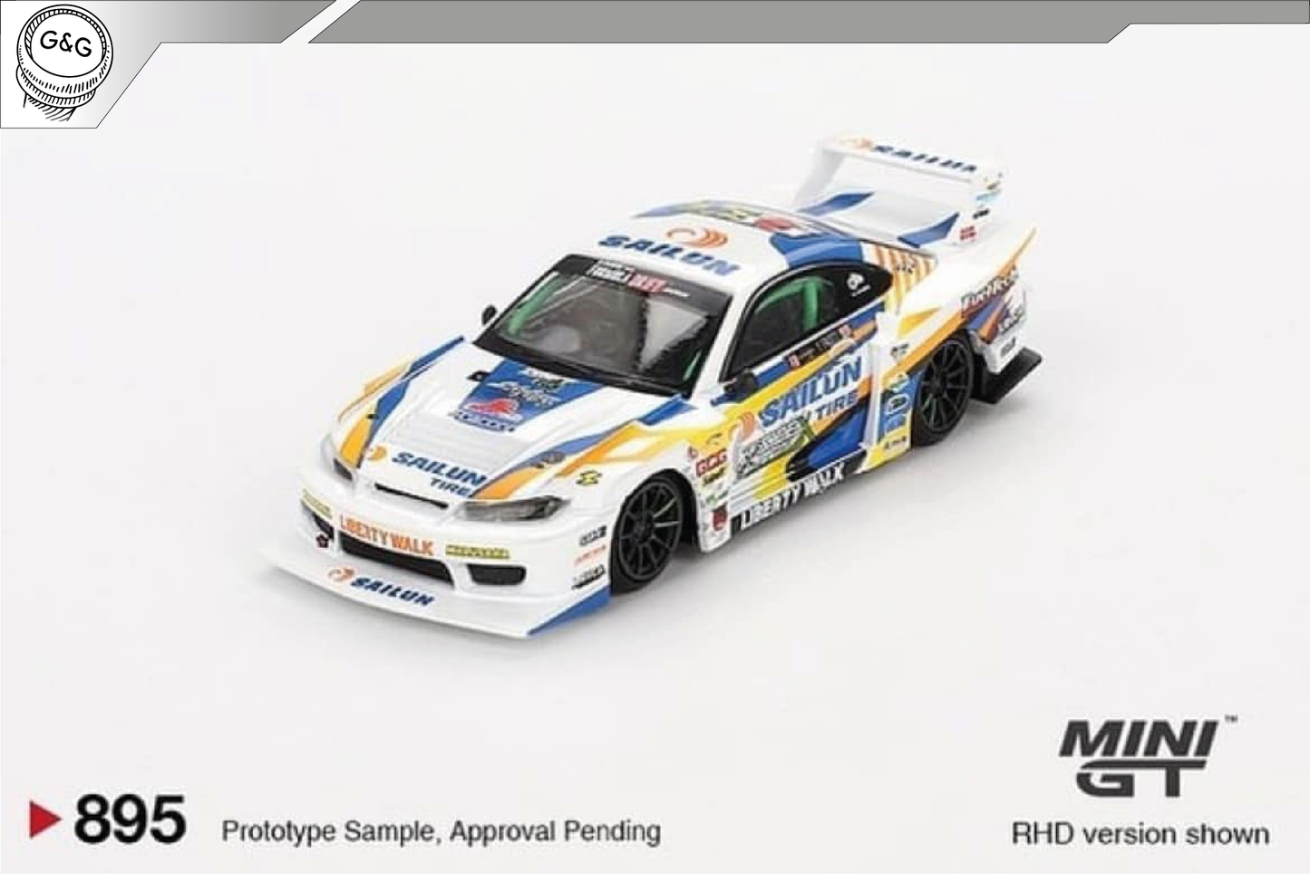 MINI GT 895 - 2023 NISSAN SILVIA S15 LB-SUPER SILHOUETTE #555 FORMULA DRIFT JAPAN