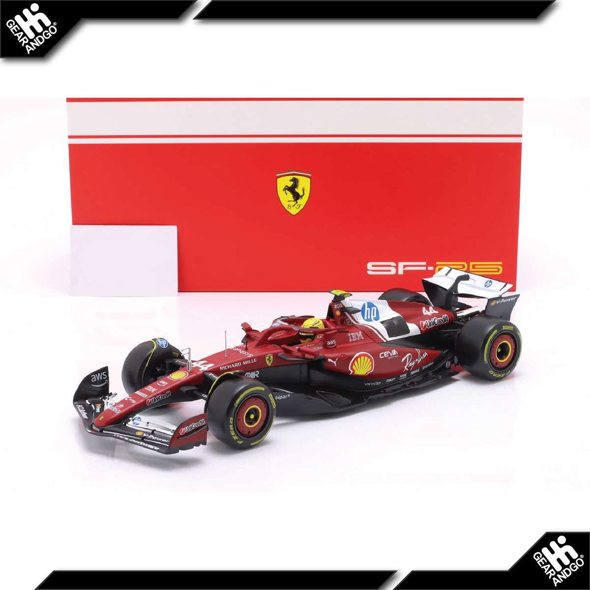BURAGO 1/18 - 2025 FERRARI SF-25 #44 LEWIS HAMILTON SEASON CAR