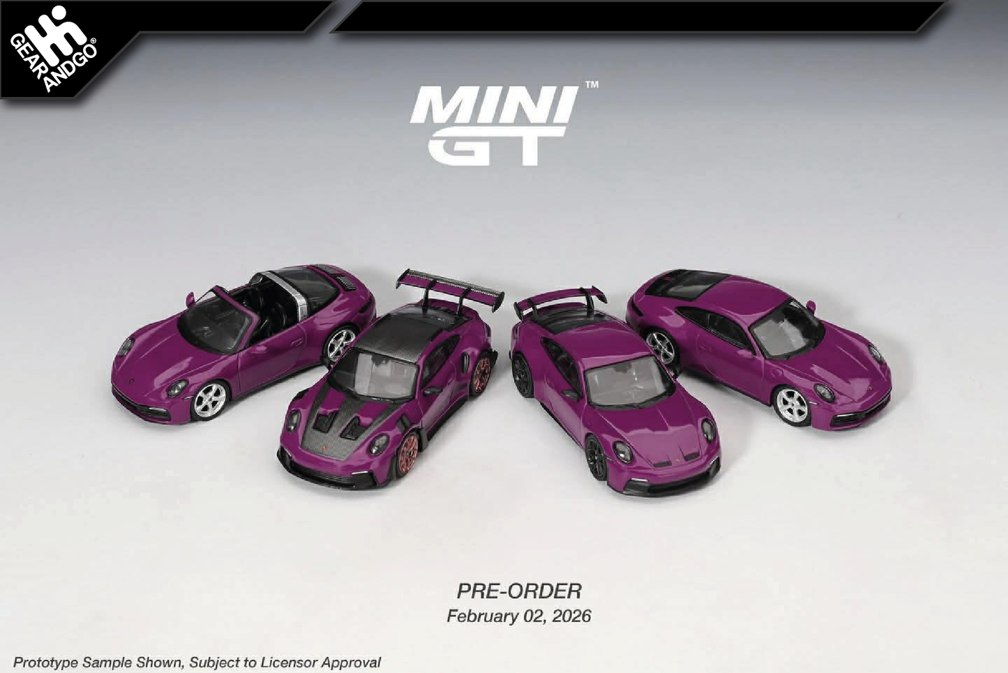 MINI GT 1200 + 1201 + 1202 + 1203 - 2025 PORSCHE 911 (992) RUBYSTONE RED 4 CAR SET