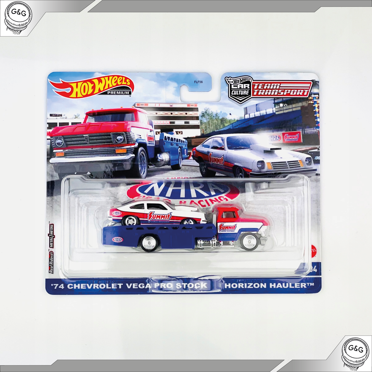 HOT WHEELS TEAM TRANSPORT - '74 CHEVROLET VEGA PRO STOCK + HORIZON HAULER