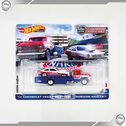 HOT WHEELS TEAM TRANSPORT - '74 CHEVROLET VEGA PRO STOCK + HORIZON HAULER