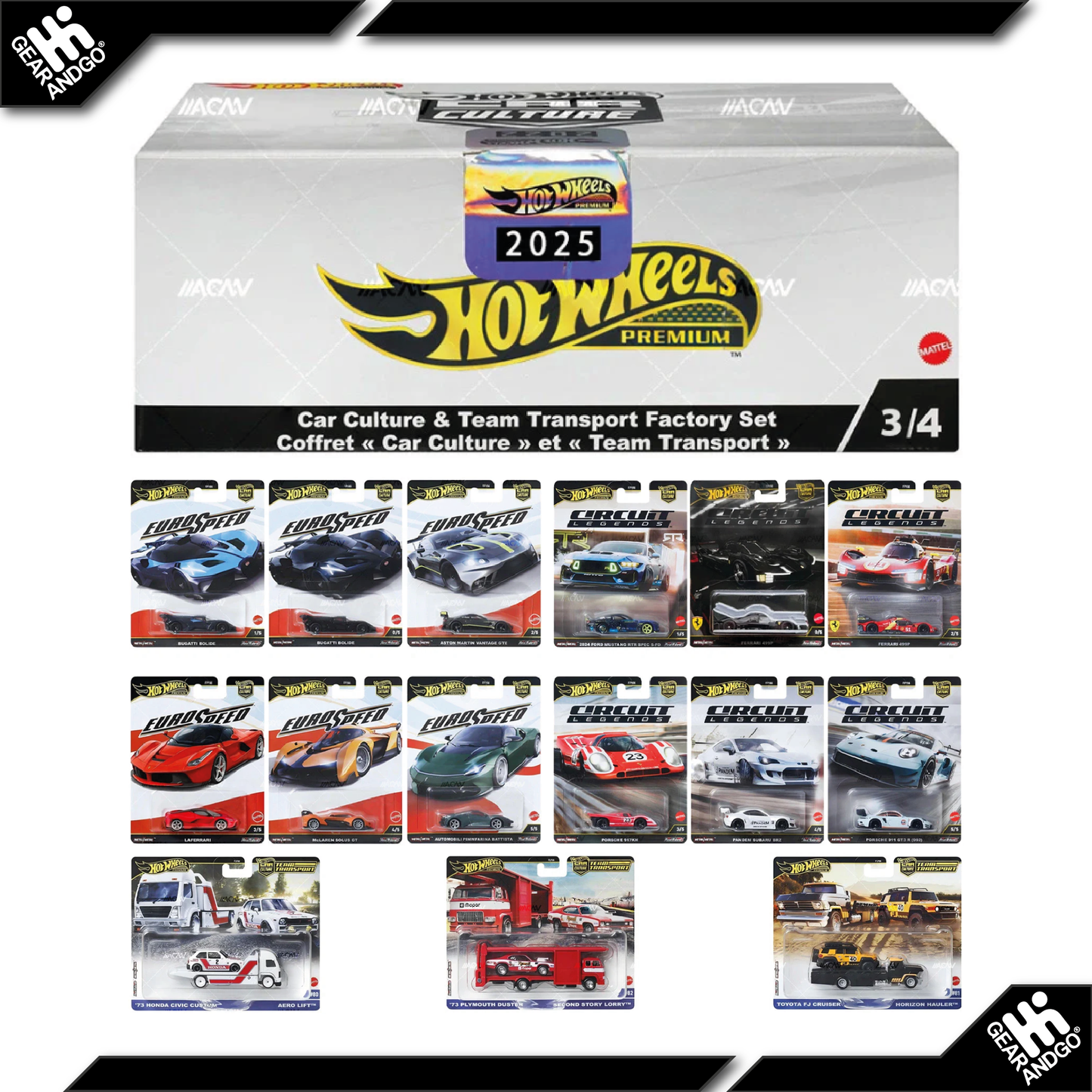 *PO DOHODĚ JE MOŽNÉ DOOBJEDNAT* HOT WHEELS CAR CULTURE & TEAM TRANSPORT FACTORY BOX SET - MIX 3Q 2025 (FERRARI CHASE)