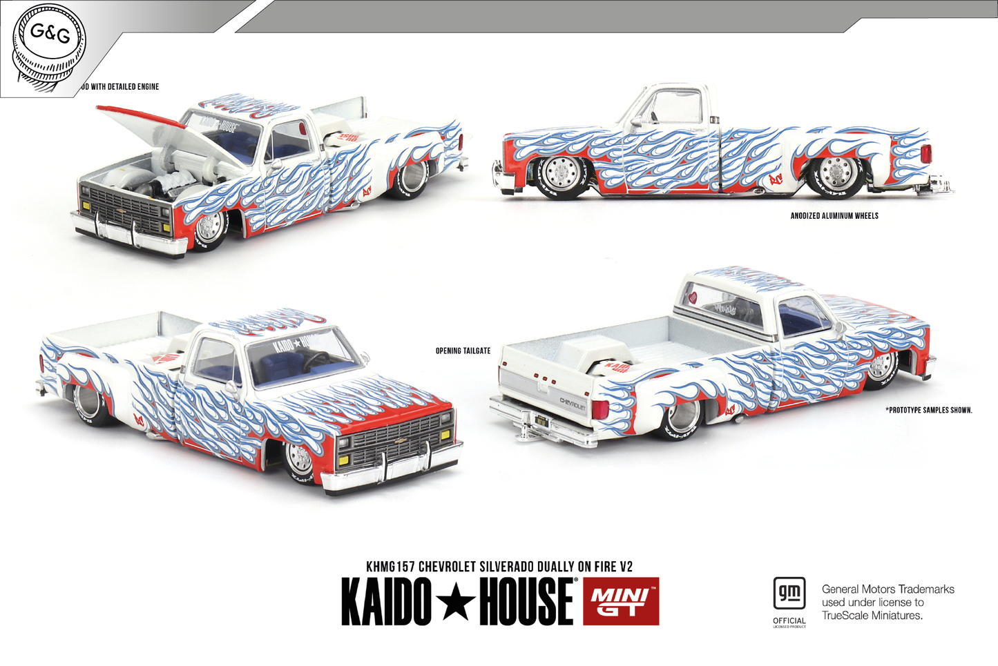 MINI GT KAIDO 157 - CHEVROLET SILVERADO DUALLY ON FIRE V2