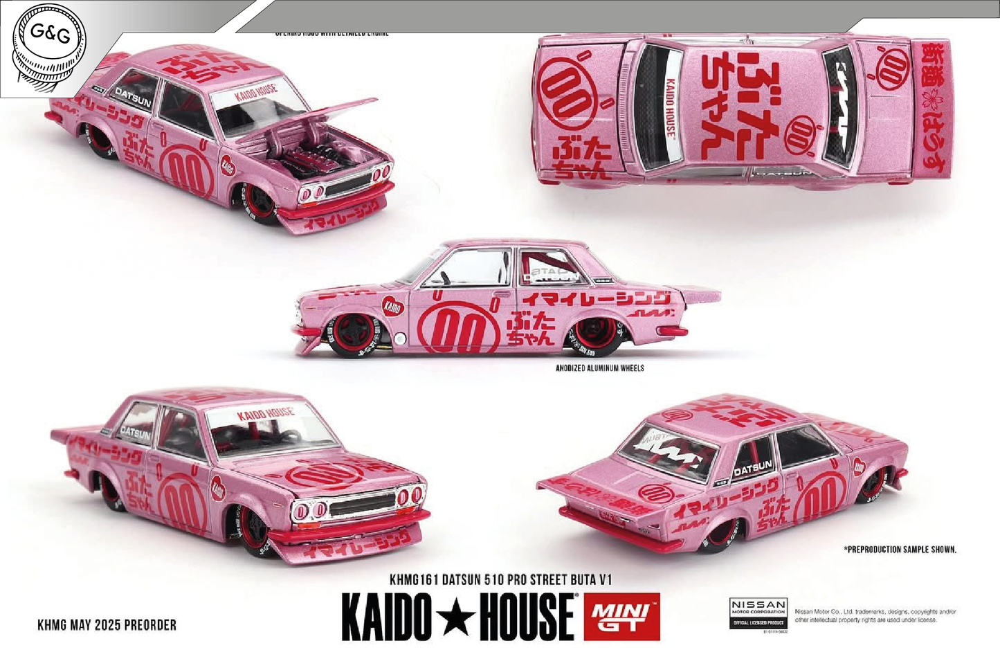 MINI GT KAIDO 161 - DATSUN 510 PRO STREET BUTA V1