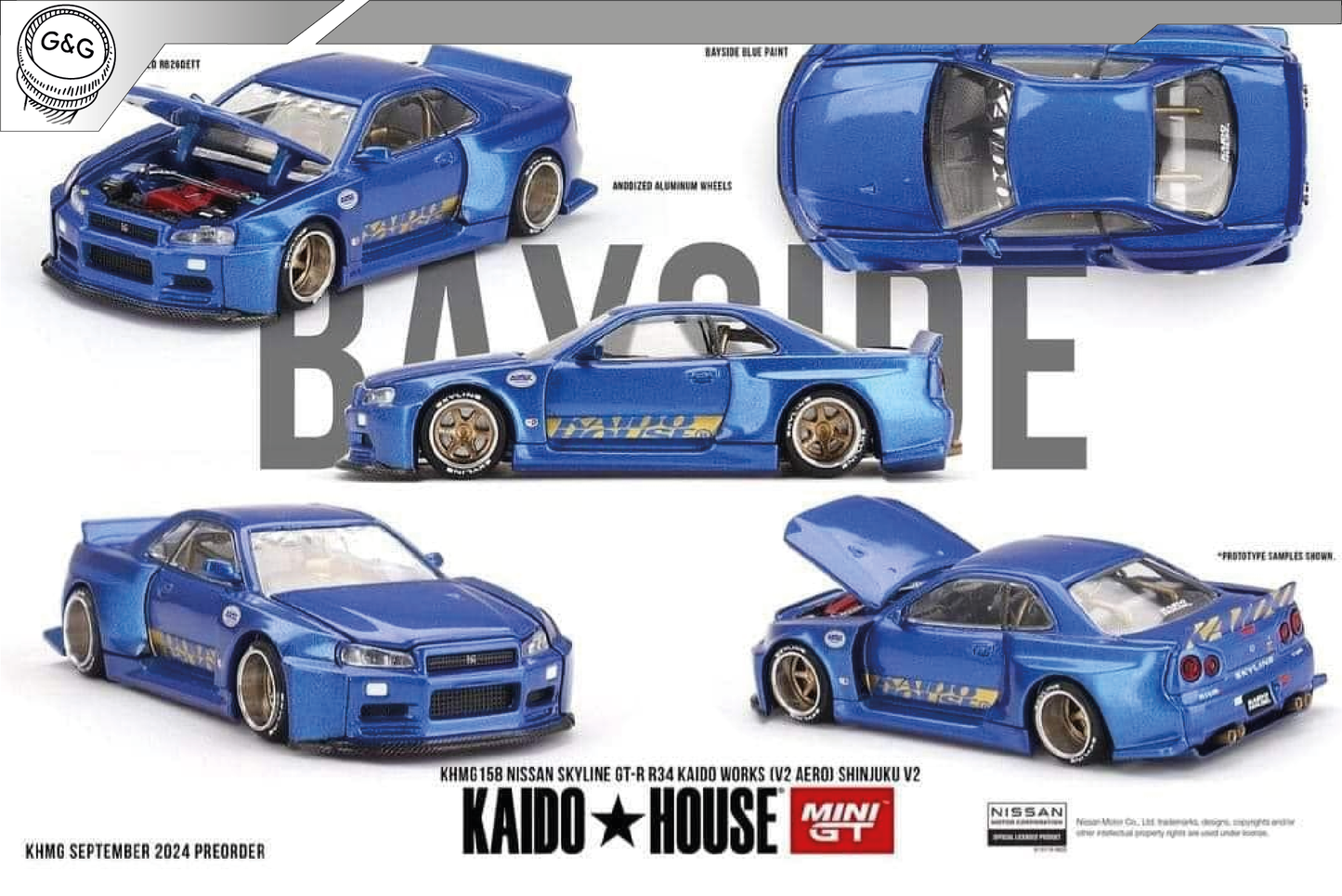 MINI GT KAIDO 158 - 1999 NISSAN SKYLINE GT-R (R34) KAIDO WORKS (V2 AERO) SHINJUKU V2