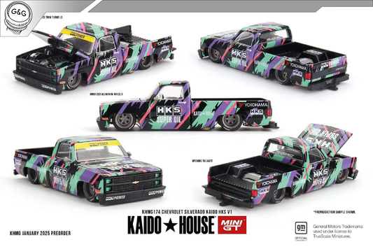 MINI GT KAIDO 174 - 980 CHEVROLET SILVERADO *KAIDO HKS* V1