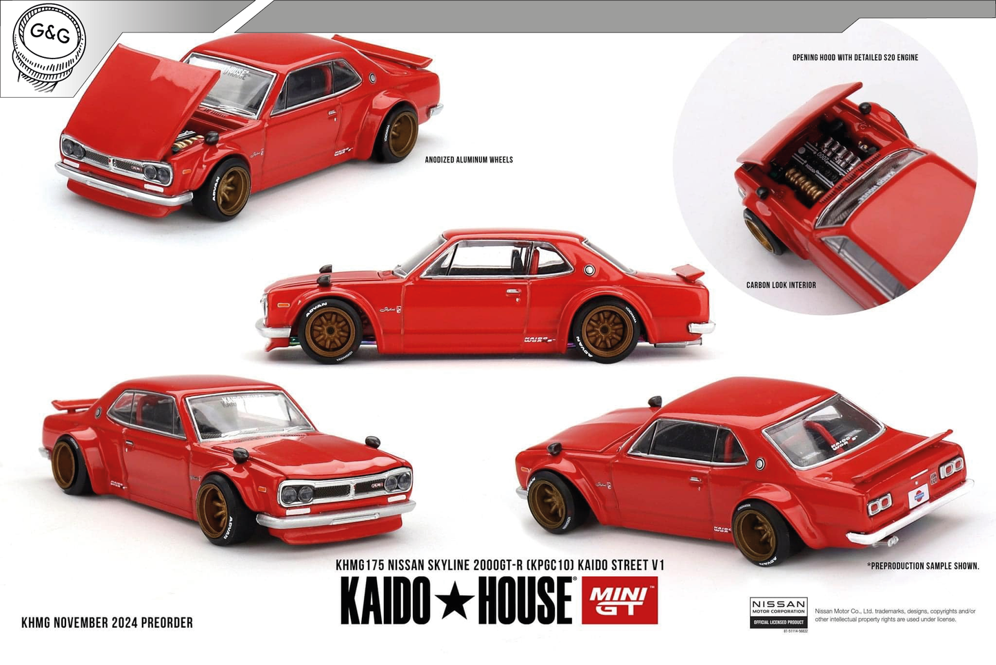 MINI GT KAIDO 175 - 1969 NISSAN SKYLINE GT-R (KPGC10) KAIDO STREET V1 - *ROZBALENÉ*