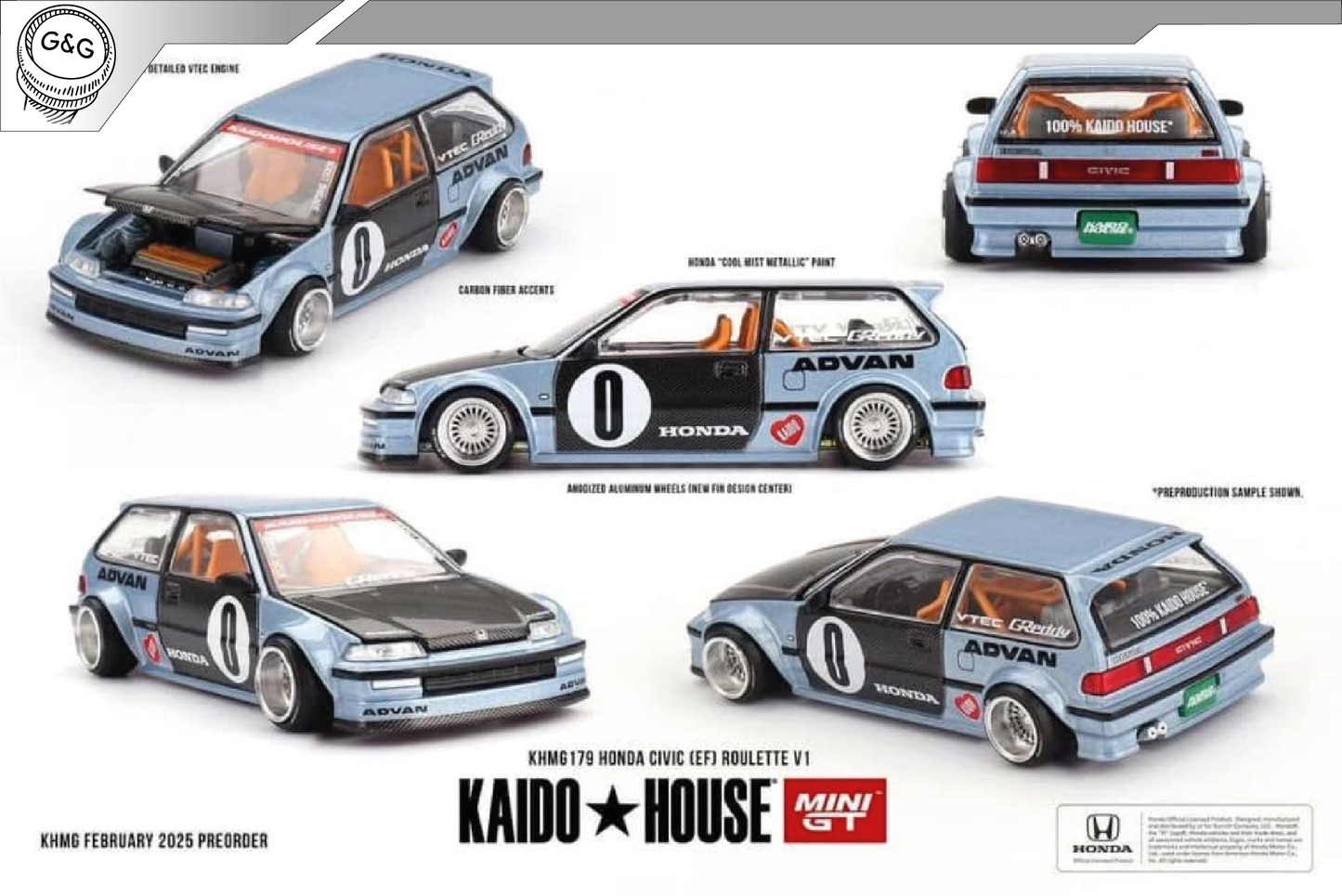 MINI GT KAIDO 179 - HONDA CIVIC (EF) ROULETTE V1