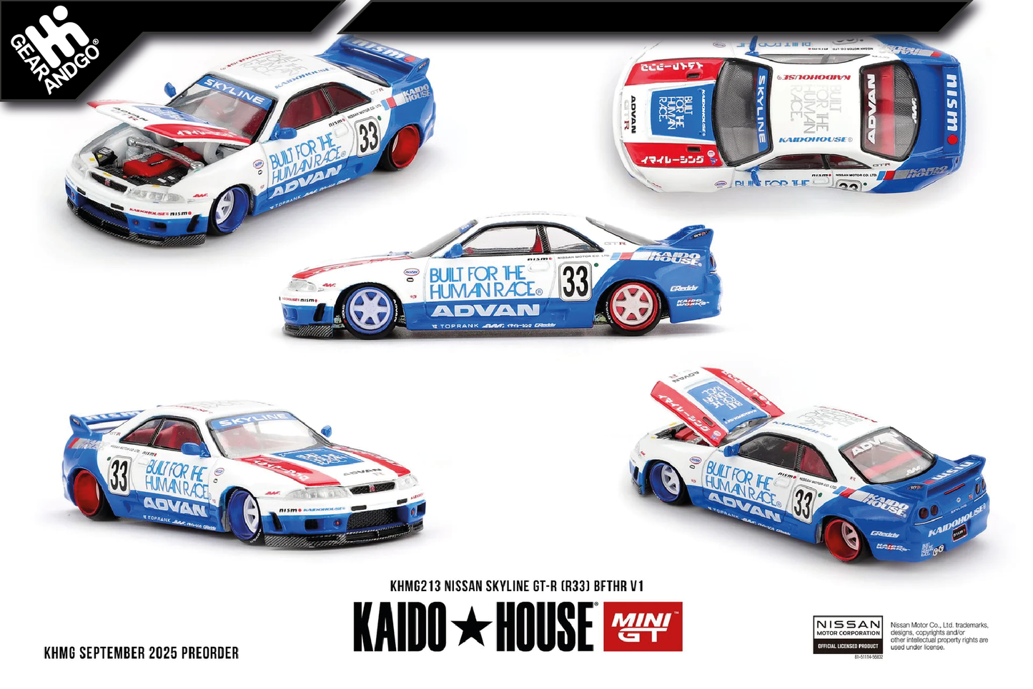 MINI GT KAIDO 213 - NISSAN SKYLINE GT-R (R33) BFTHR V1