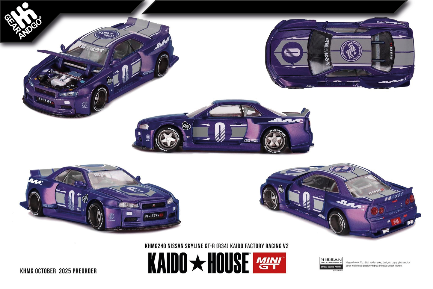 MINI GT KAIDO 240 - NISSAN SKYLINE GT-R (R34) KAIDO RACING FACTORY V2