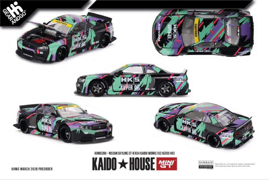 MINI GT KAIDO 280 - 1999 NISSAN SKYLINE GTR (R34) KAIDO WORKS (V2 AERO) *HKS*