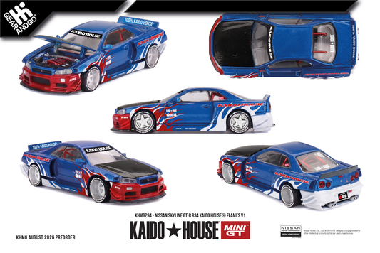 MINI GT KAIDO 294 - NISSAN SKYLINE GT-R R34 KAIDO HOUSE FLAMES V1