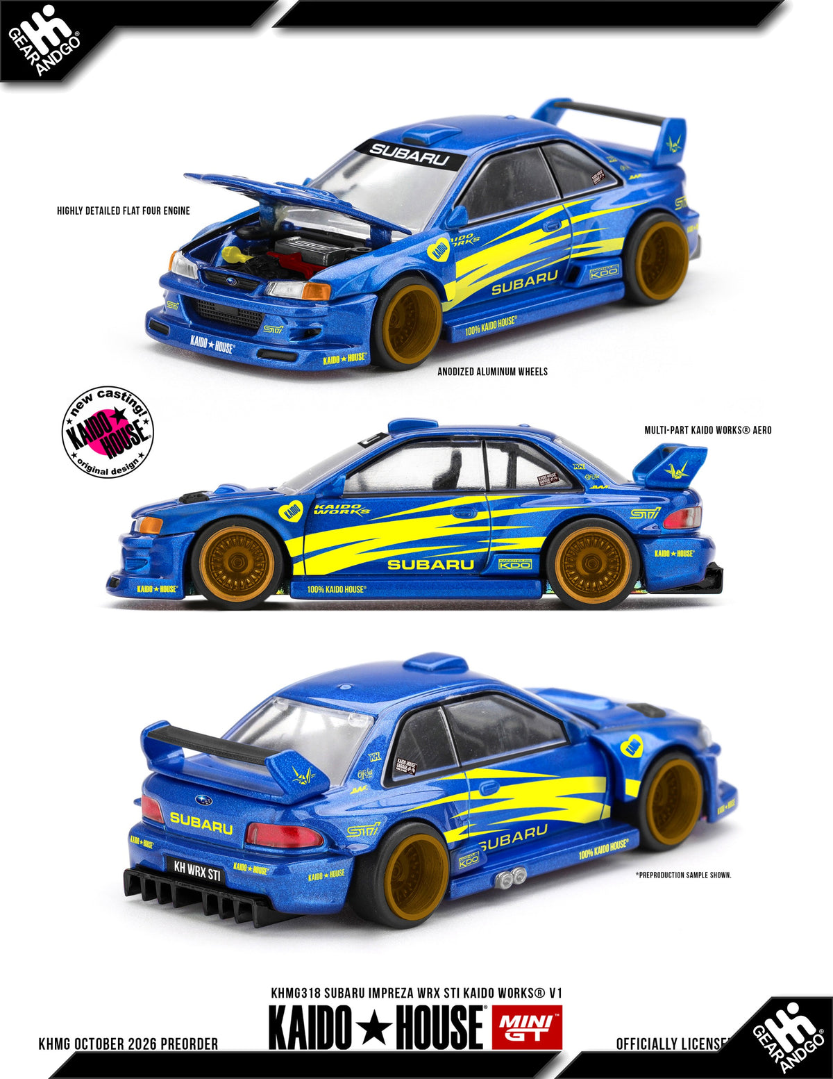 Mini GT Kaido House KHMG318 Subaru Impreza WRX STI Kaido Works V1