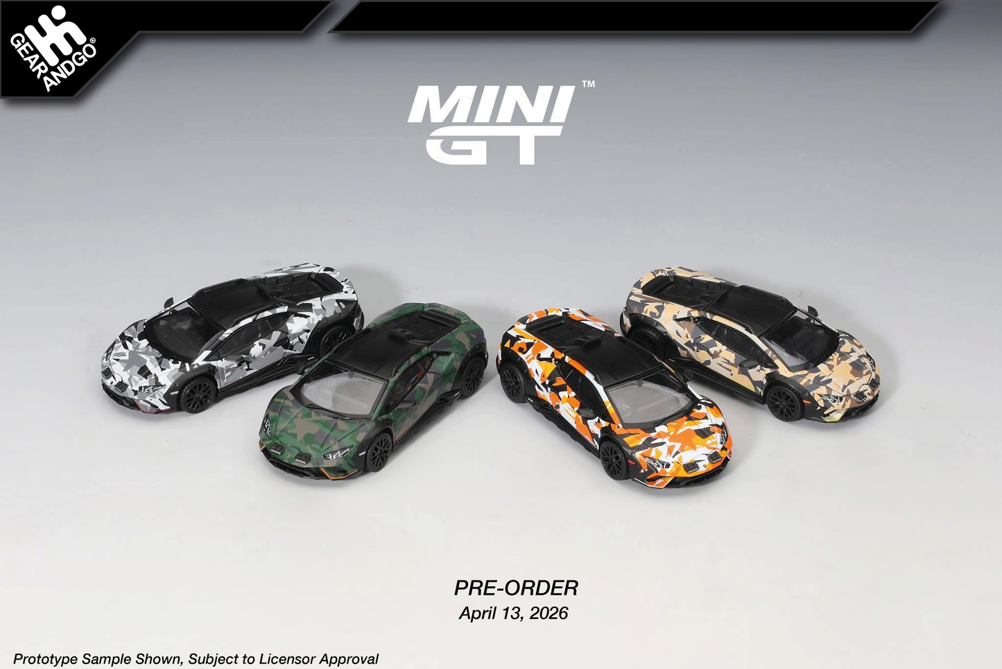 MINI GT MGTS0026 - 2025 LAMBORGHINI HURACAN STERRATO ALL TERRARIN 4 CARS SET